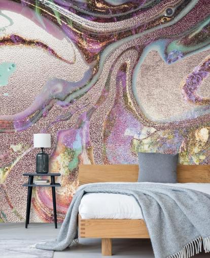 papel pintado de geoda lila, rosa, oro papel pintado de geoda lila, rosa, oro