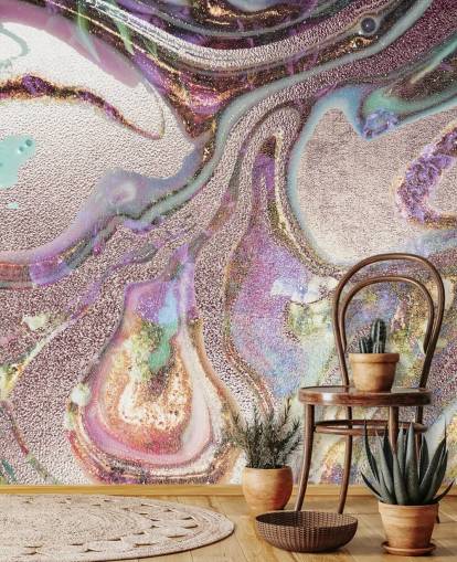 lila, Rosa, guld geode tapet