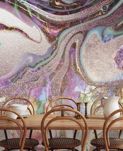 Flieder, Rosa, Gold Geode-Tapete