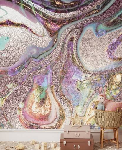 carta da parati geode lilla, rosa, oro