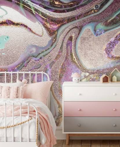 lilla, pink, guld geode tapet
