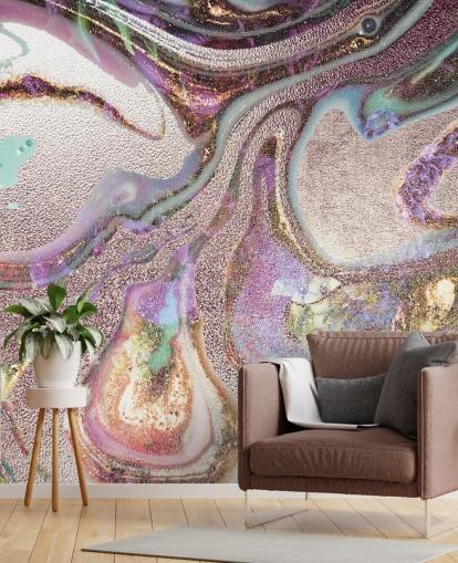 papel de parede lilás, rosa, ouro geode