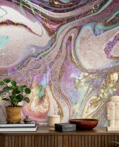 papel de parede lilás, rosa, ouro geode