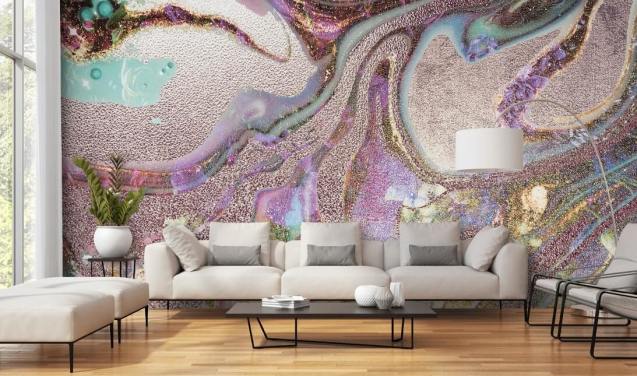 lila, roze, gouden geode behang lila, roze, gouden geode behang