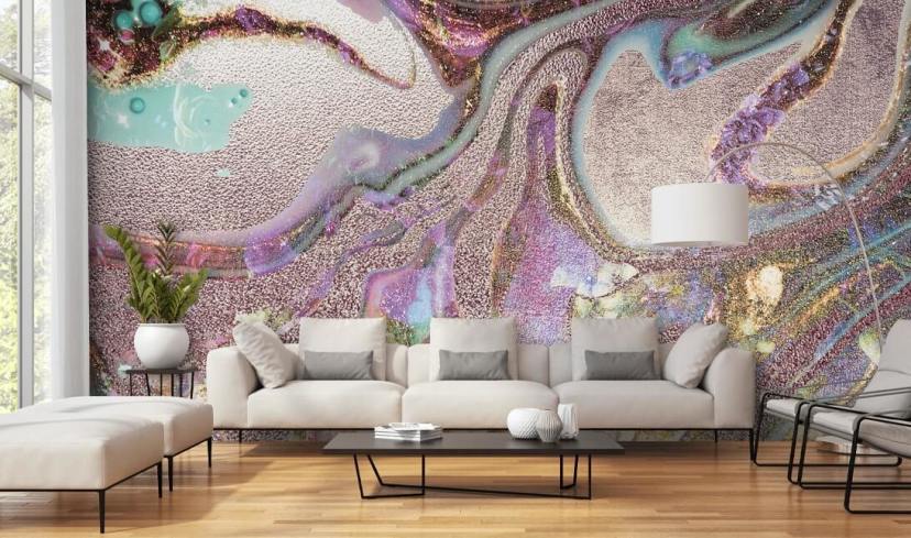 lila, roze, gouden geode behang lila, roze, gouden geode behang