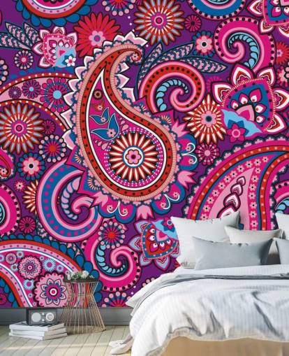 pink, lilla og rød paisley tapet pink, lilla og rød paisley tapet