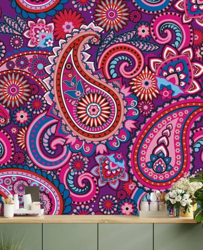 pink, lilla og rød paisley tapet pink, lilla og rød paisley tapet