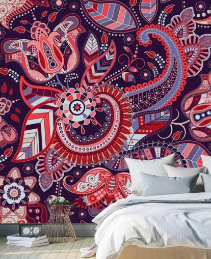 pink, red and purple paisley wallpaper