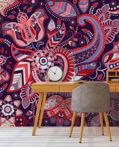 pink, red and purple paisley wallpaper