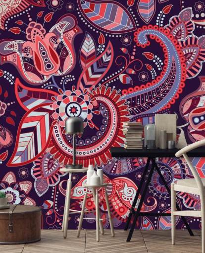 pink, red and purple paisley wallpaper