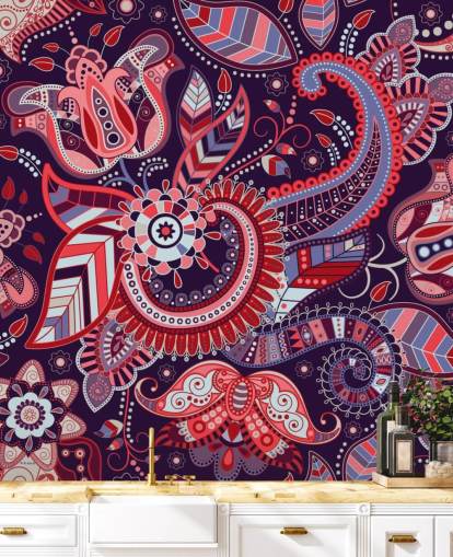 pink, red and purple paisley wallpaper
