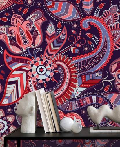 rosa, rote und lila Paisley-Tapete rosa, rote und lila Paisley-Tapete