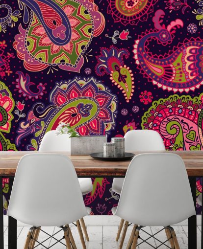grüne und rosa Paisley-Tapete grüne und rosa Paisley-Tapete
