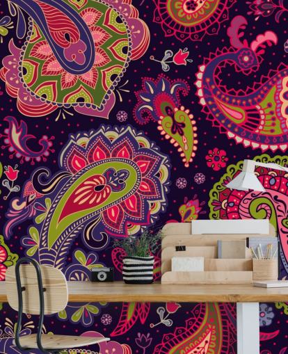 papel pintado paisley verde y rosa papel pintado paisley verde y rosa