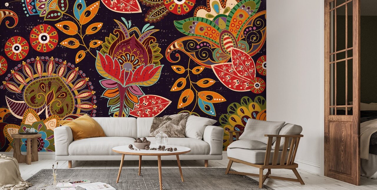 Folk Art Florals Wallpaper Wallsauce UK