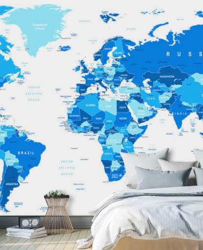 Detailed World Map Wallpaper Mural Detailed World Map Wallpaper Mural