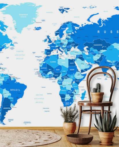 Detailed World Map Wallpaper Mural