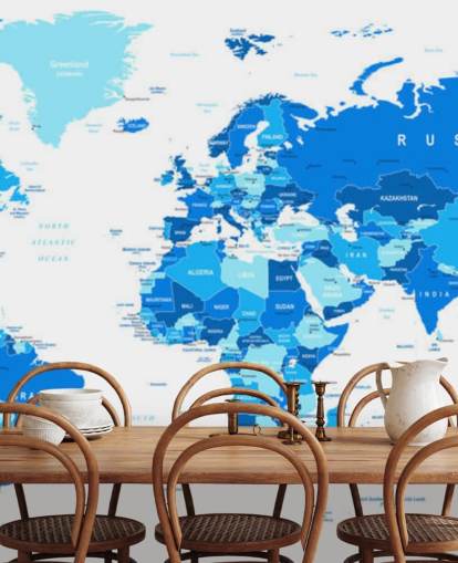 Mural detallado de papel pintado del mapa del mundo Mural detallado de papel pintado del mapa del mundo