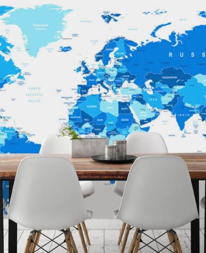 Detailed World Map Wallpaper Mural