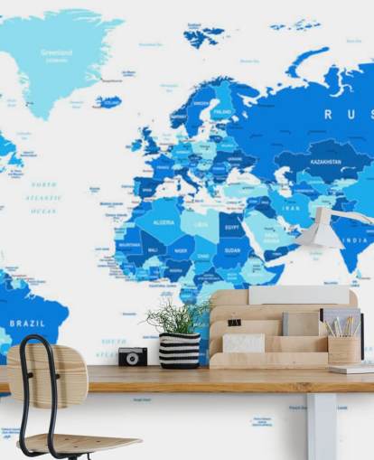 Mural detallado de papel pintado del mapa del mundo