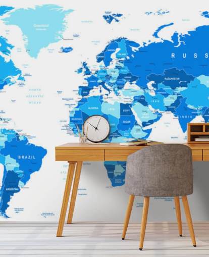 Mural detallado de papel pintado del mapa del mundo Mural detallado de papel pintado del mapa del mundo