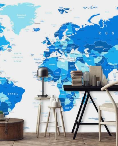 Detailed World Map Wallpaper Mural Detailed World Map Wallpaper Mural