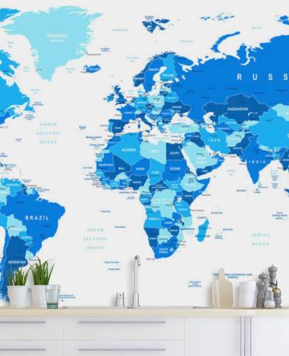 Papier peint mural détaillé de la carte du monde Papier peint mural détaillé de la carte du monde