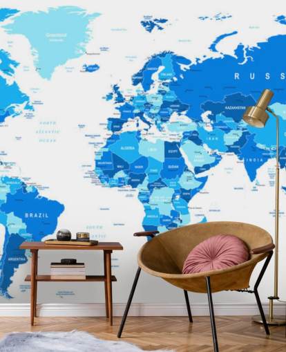 Detailed World Map Wallpaper Mural Detailed World Map Wallpaper Mural