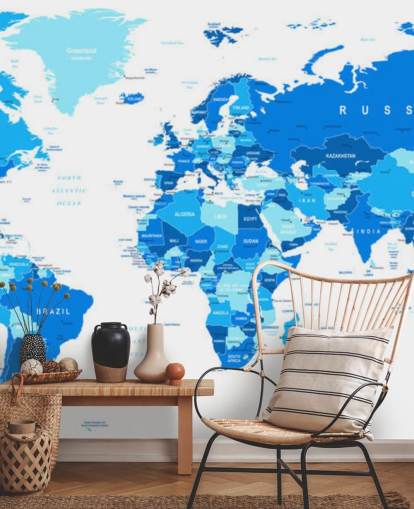 Detailed World Map Wallpaper Mural