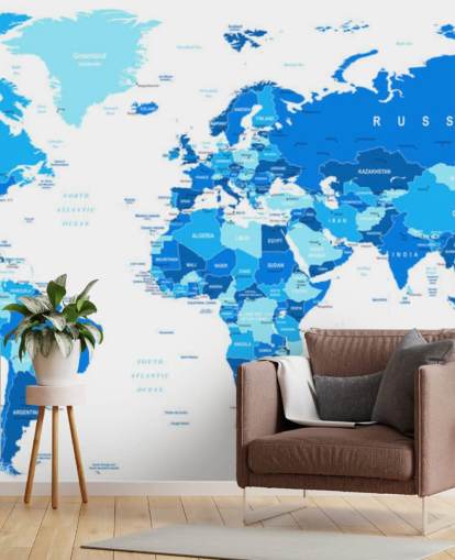 Detailed World Map Wallpaper Mural