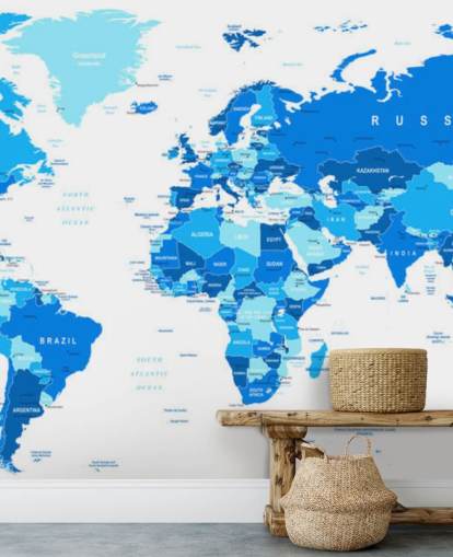 Detailed World Map Wallpaper Mural