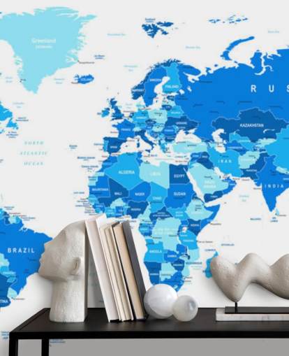 Detailed World Map Wallpaper Mural