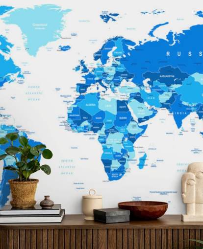 Detailed World Map Wallpaper Mural Detailed World Map Wallpaper Mural