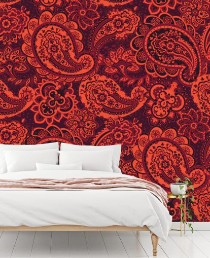 orange und rote Paisley-Tapete orange und rote Paisley-Tapete