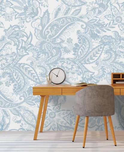 kukka sininen ja valkoinen Paisley kuvio tapetti kukka sininen ja valkoinen Paisley kuvio tapetti