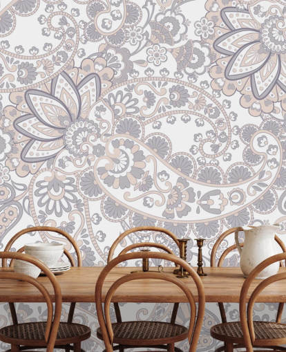 hellgraue und braune Paisley-Tapete hellgraue und braune Paisley-Tapete