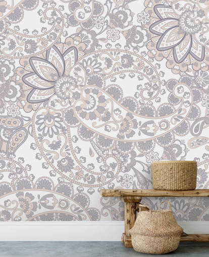 papier peint cachemire gris clair et marron