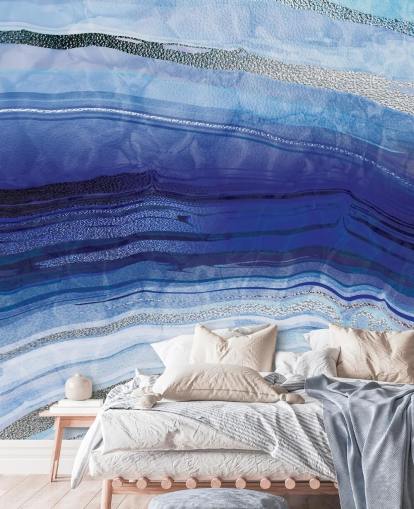 donkerblauw, lichtblauw en zilver geode behang donkerblauw, lichtblauw en zilver geode behang