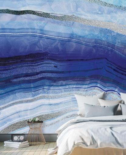 papier peint géode bleu foncé, bleu clair et argent papier peint géode bleu foncé, bleu clair et argent