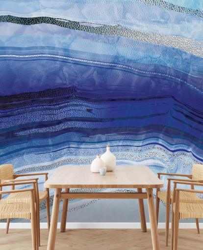 dark blue, light blue and silver geode wallpaper