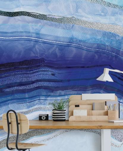 papel pintado geoda azul oscuro, azul claro y plateado papel pintado geoda azul oscuro, azul claro y plateado