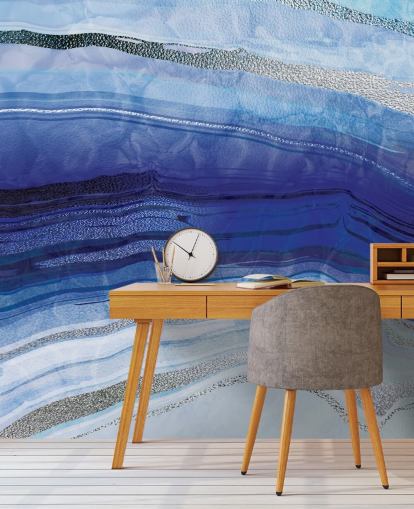 dark blue, light blue and silver geode wallpaper