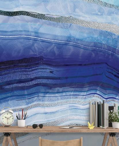 dark blue, light blue and silver geode wallpaper