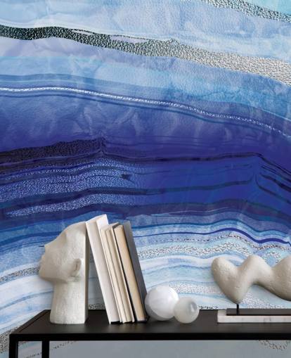 dark blue, light blue and silver geode wallpaper