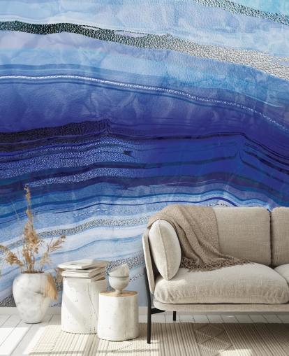 dark blue, light blue and silver geode wallpaper