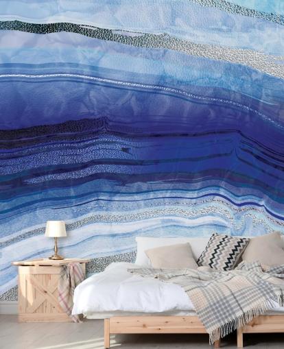 donkerblauw, lichtblauw en zilver geode behang donkerblauw, lichtblauw en zilver geode behang