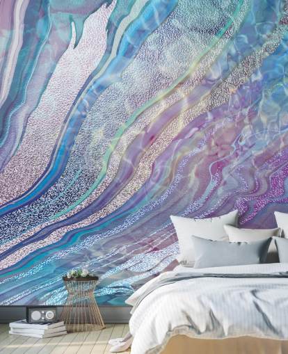 paars, blauw en zilver geode effect behang paars, blauw en zilver geode effect behang