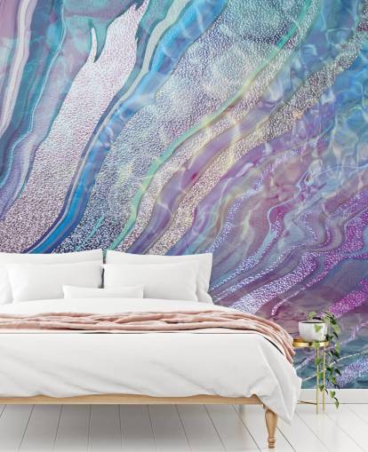 purple, blue and silver geode effect wallpaper
