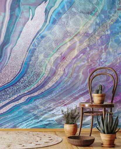 paars, blauw en zilver geode effect behang paars, blauw en zilver geode effect behang