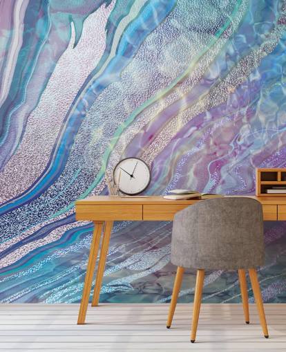 violetti, sininen ja hopea geode vaikutus tapetti